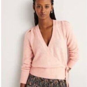 NWT Boden Mohair Light Pink V-Neck Wrap Sweater